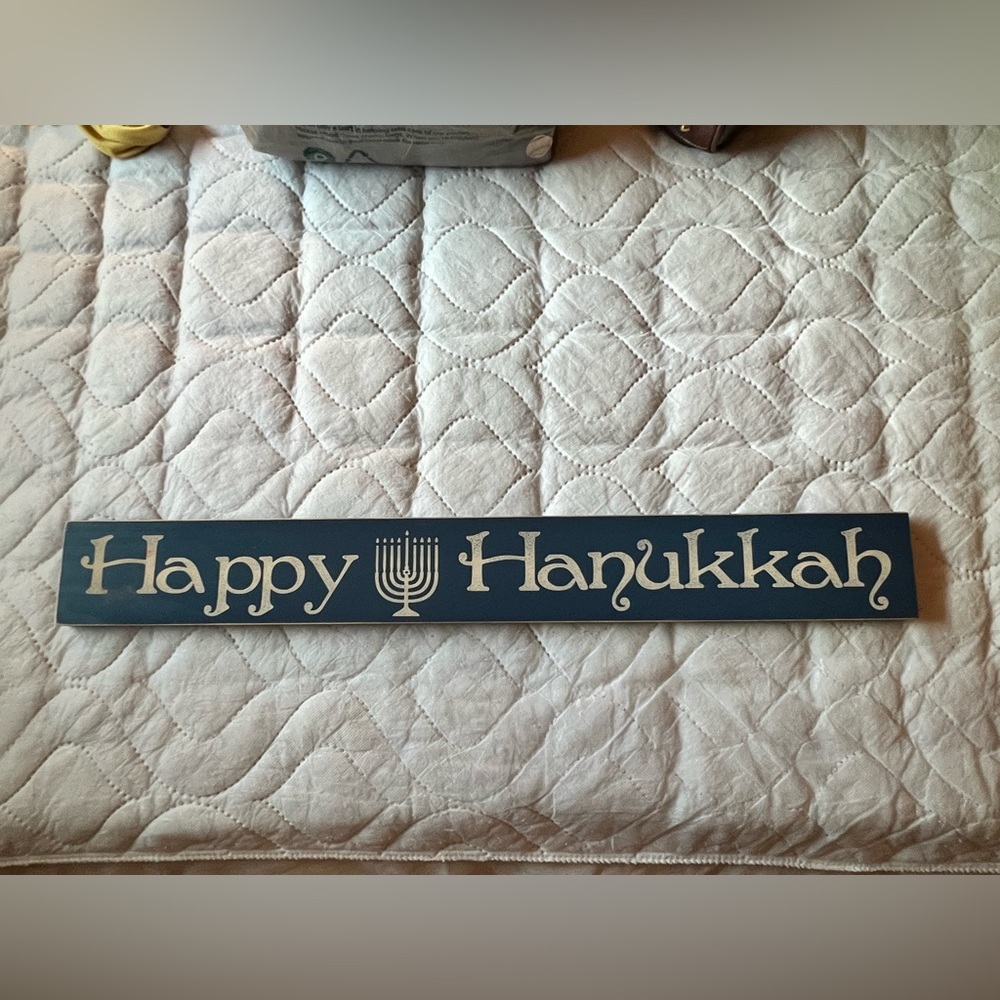 Happy Hanukkah Decorative Sign-Wood- 28”L x 3.5” Tallx 3-4” deep